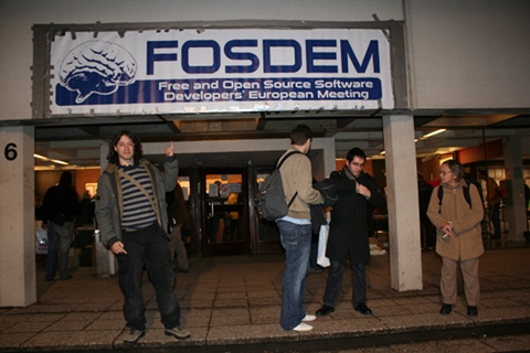 Me at FOSDEM main entrance